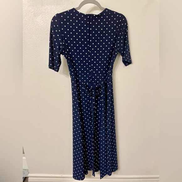 Anne Klein Polka Dot Midi Dress - Size 4 - Navy and White - New Without Tags - Picture 4 of 10